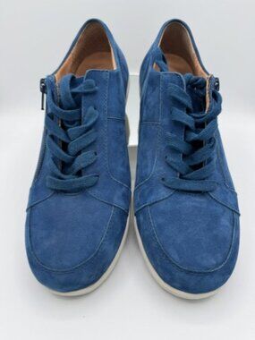 Vionic Abigail Blue Suede Shoes Womens Size 9 Comfort Sneakers With Zip Side